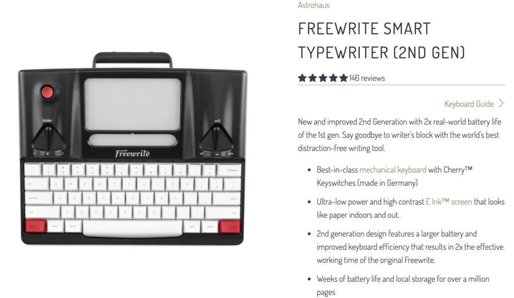 freewrite smart typewriter