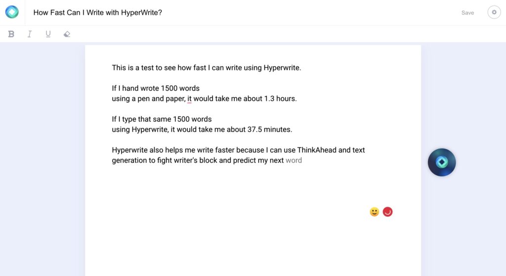 how fast can you write with hyperwrite?