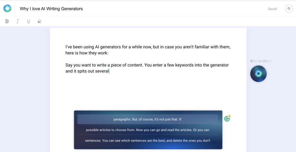 writing about why i love ai writing generators with ai generated writing
