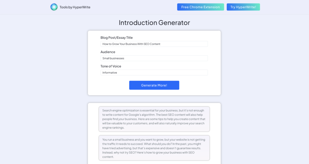 HyperWrite AI introduction generator